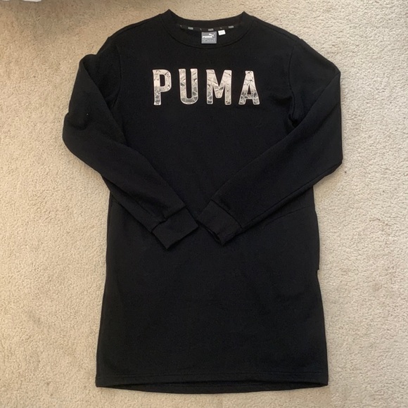 Puma | Dresses | Black Puma Dress With Gold Words | Poshmark